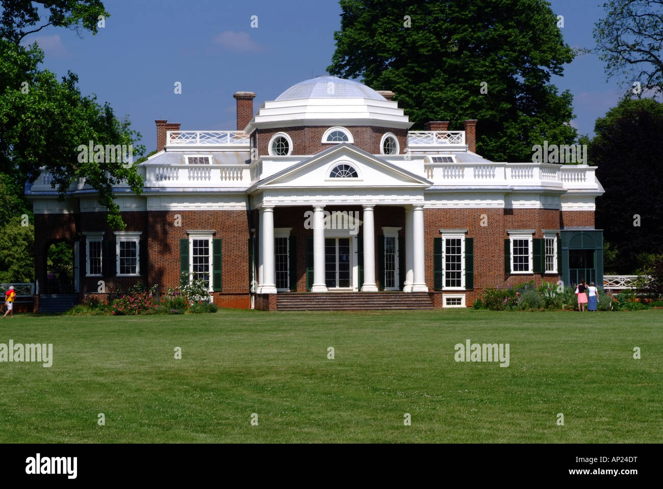 The West Lawn and Famous Home of Thomas Jefferson Monticello Charlottesville Virginia United States America Stock Photo