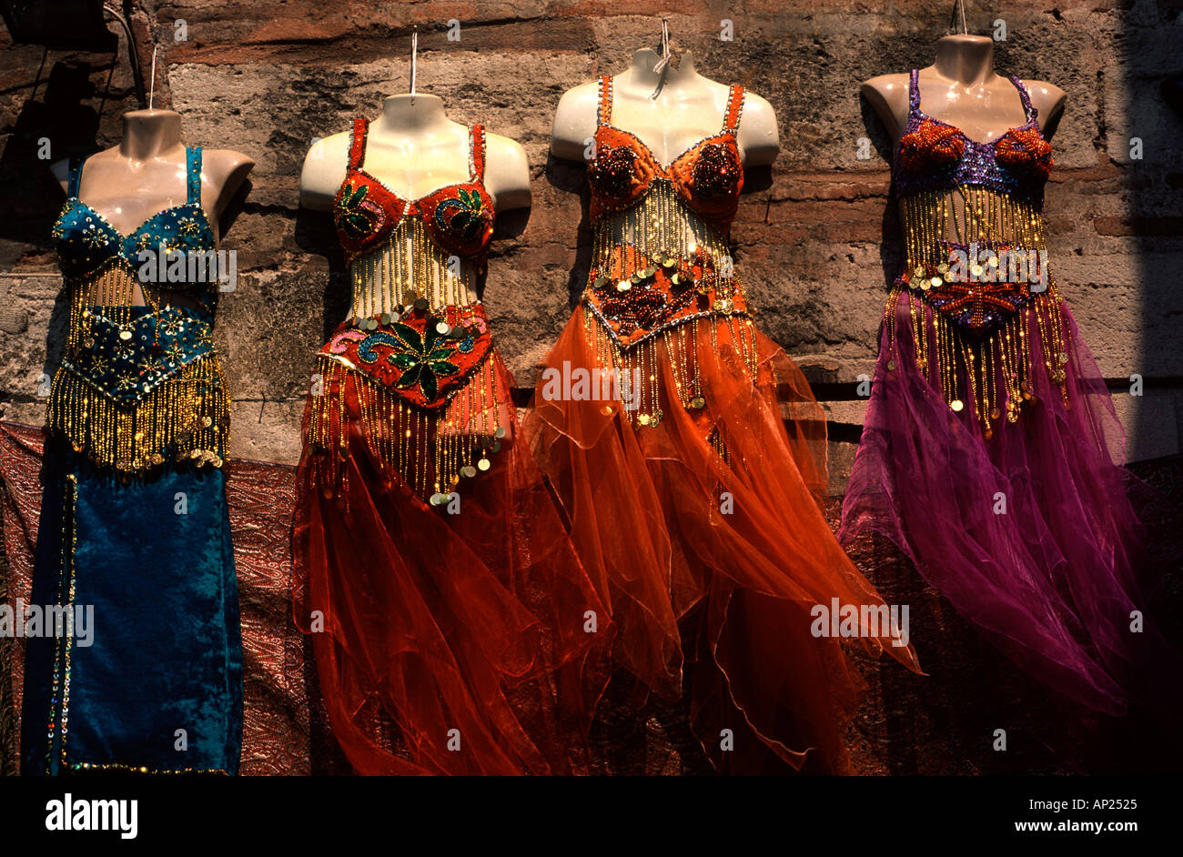 Belly dance clothing for sale at the old Grand bazaar in Istanbul Sultanahmet district  Turkey Stock Photo