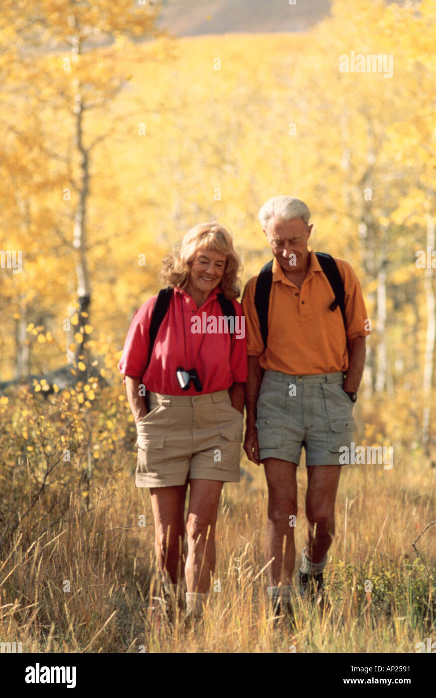 Senior couple hiking Stock Photo