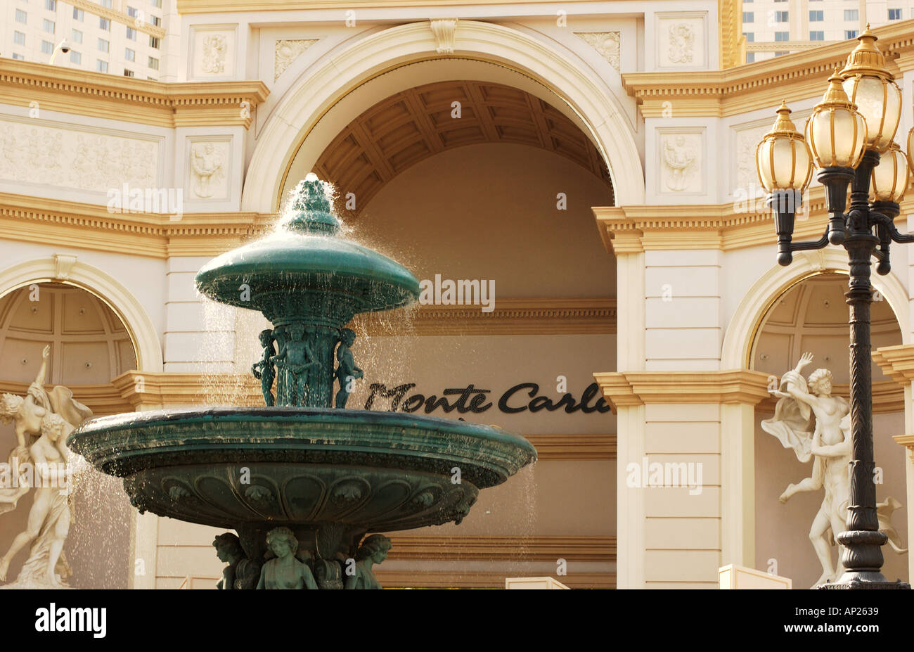Exterior fountain at Monte Carlo Las Vegas Stock Photo