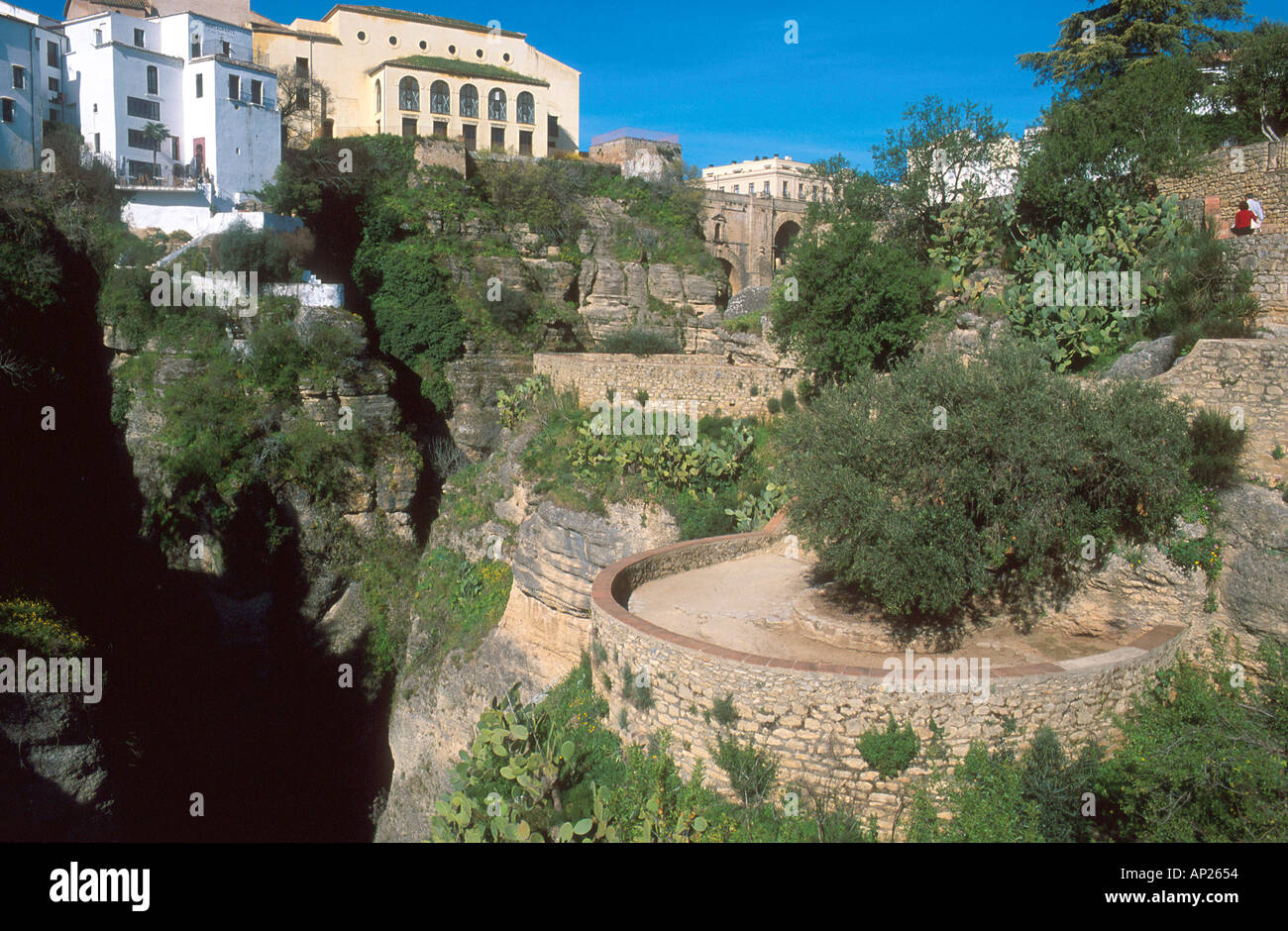 George In Ronda Spain The gorge in Ronda Spain with buildings on the edge and a view of the ...