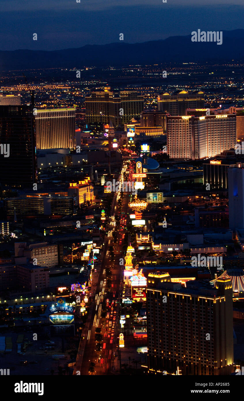 View of strip from Stratosphere tower Las Vegas Stock Photo