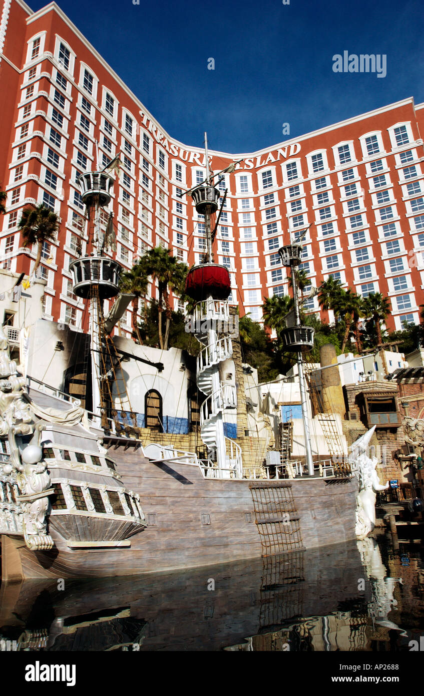 Pirate Ship at Treasure Island Hotel and Casino Las Vegas Stock Photo