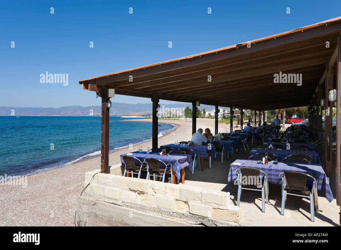 Beach Taverna, Latchi, near Polis, North West Coast, Cyprus Stock Photo