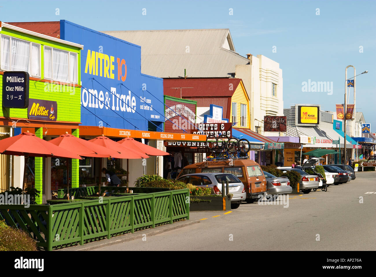 NEW ZEALAND Hokitika Main street in town known for jade art and
