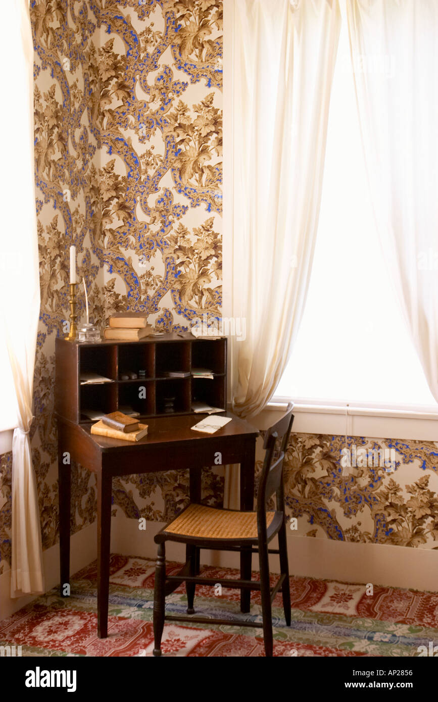 Illinois Springfield Small Writing Desk In Corner Of Bedroom