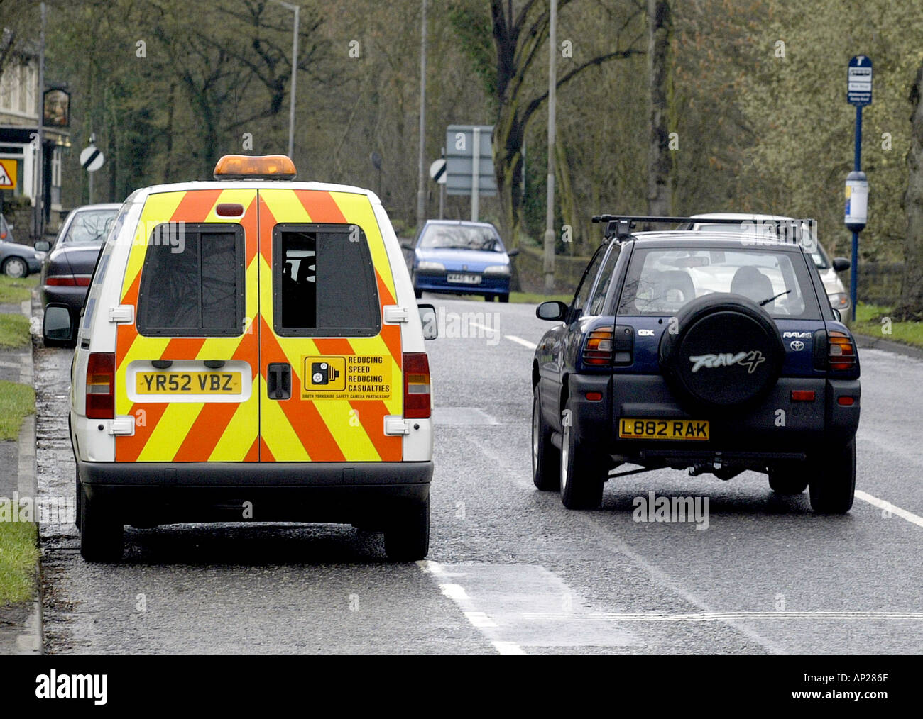 Mobile Police Speed Camera Unit operating in Sheffield South Yorkshire Stock Photo