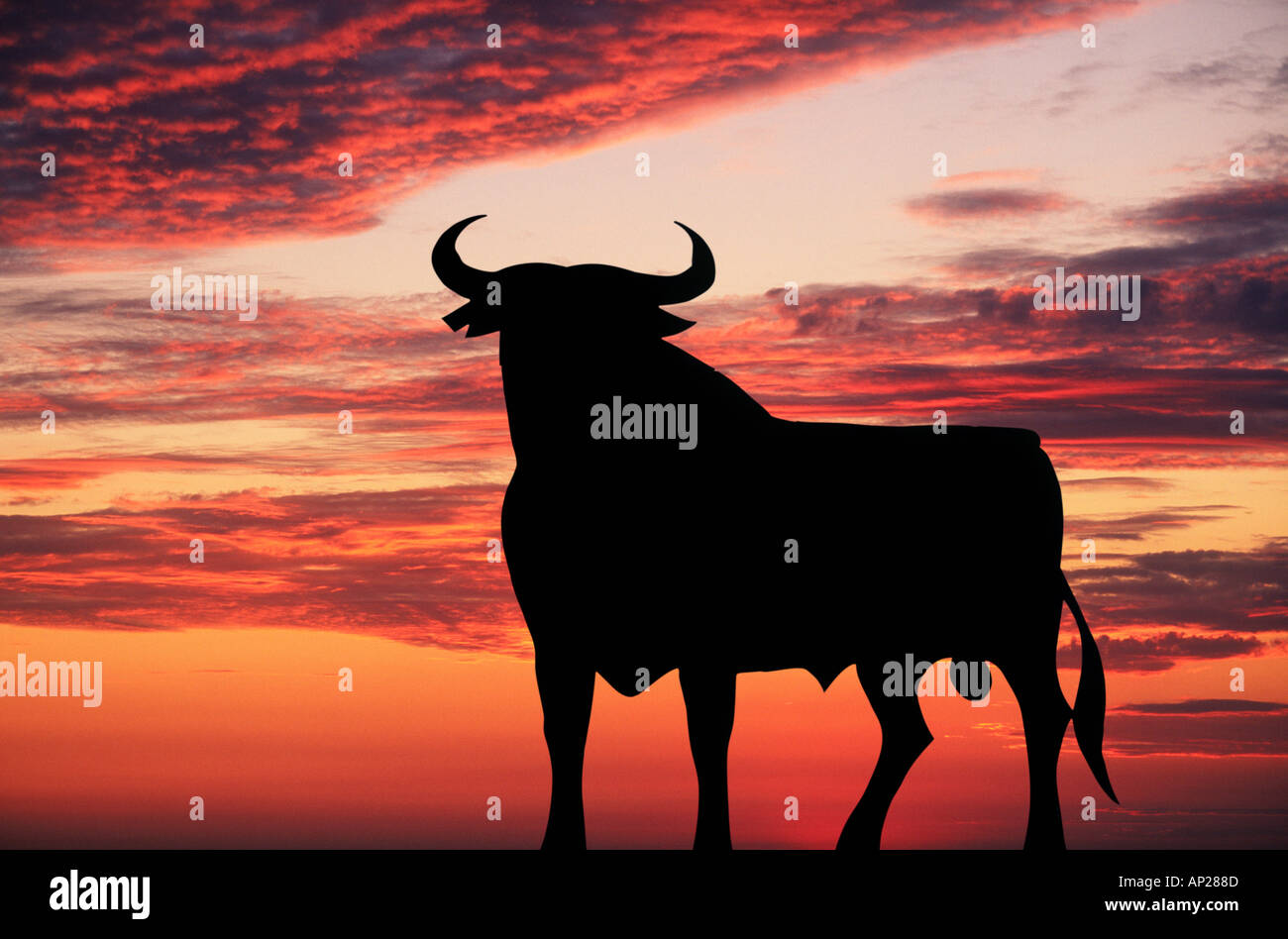 GIANT OSBORNE BULL SPAIN ON SUNSET Stock Photo Alamy