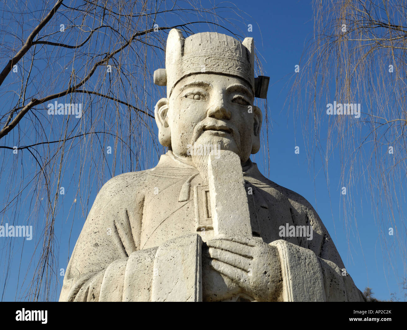 Stone Official on Sacred Way of Ming Tombs Shisanling in Beijing, China. 16 Jan 2008 Stock Photo