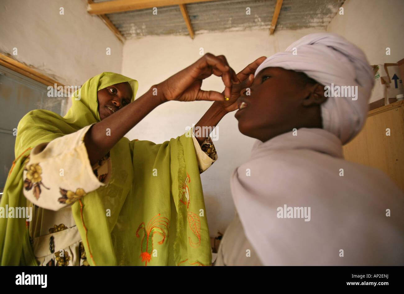 Hospital in Bahai city humanitarian aid is provided to Sudanese refugees who have fled from Darfur Stock Photo