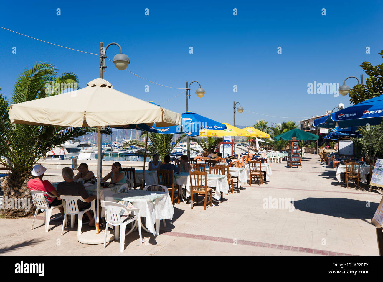 Taverna in Harbour, Latchi, near Polis, North West Coast, Cyprus Stock Photo