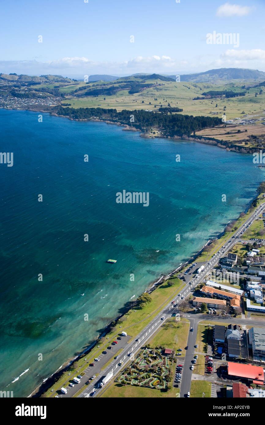 Taupo and Lake Taupo North Island New Zealand aerial Stock Photo