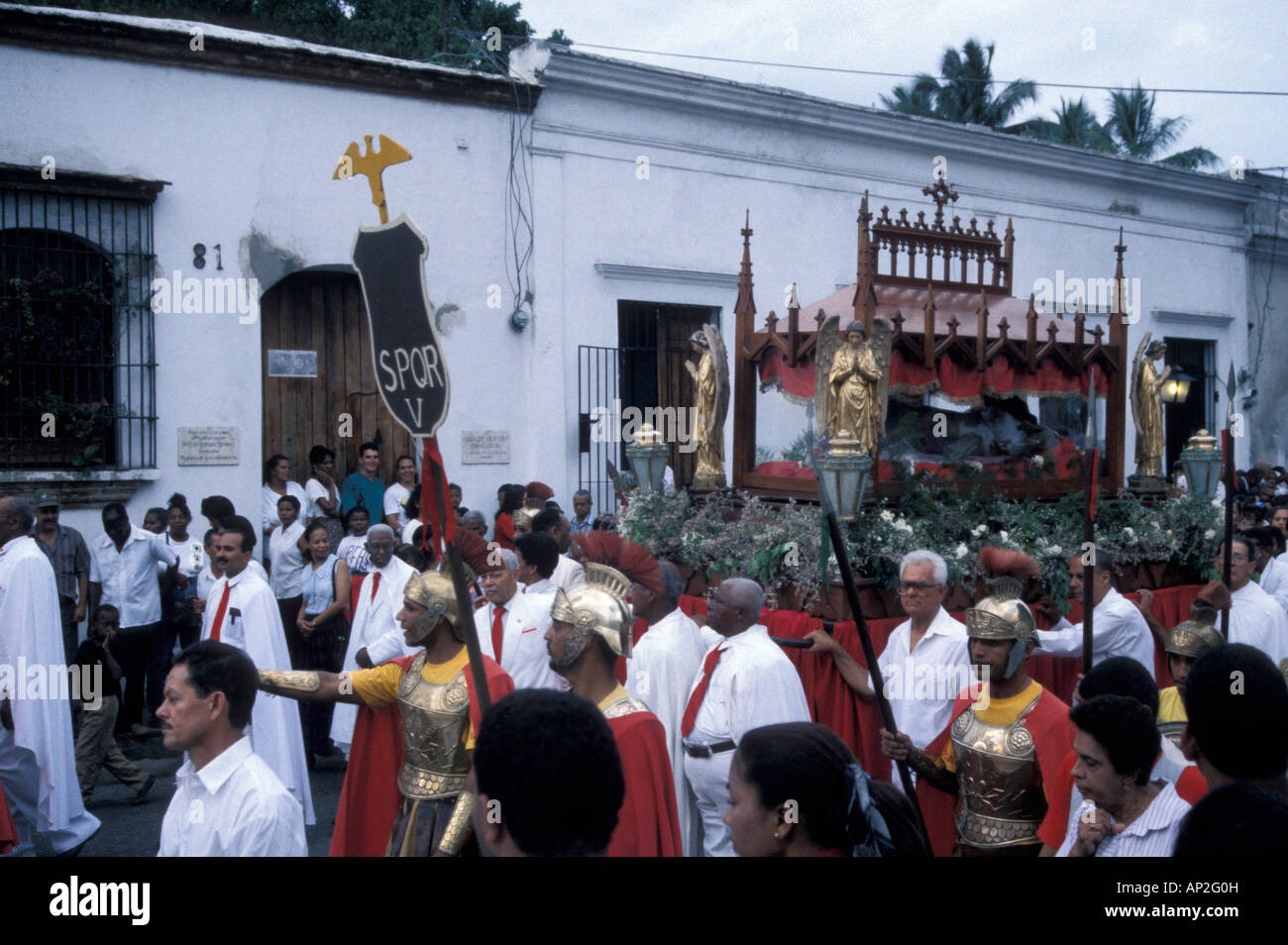 Semana Santa Easter Holy Week religious procession in old Santo Domingo