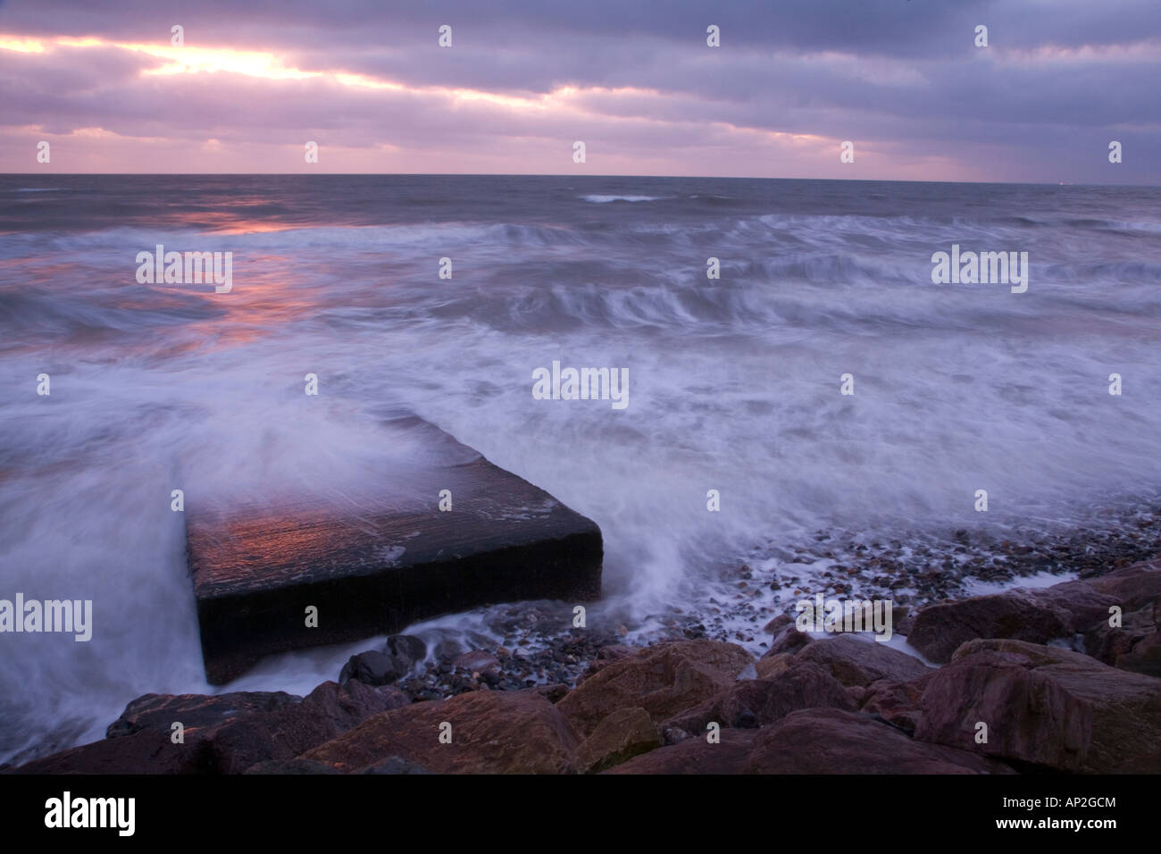 Ballyconnigar Strand at dawn Blackwater County Wexford Ireland Stock