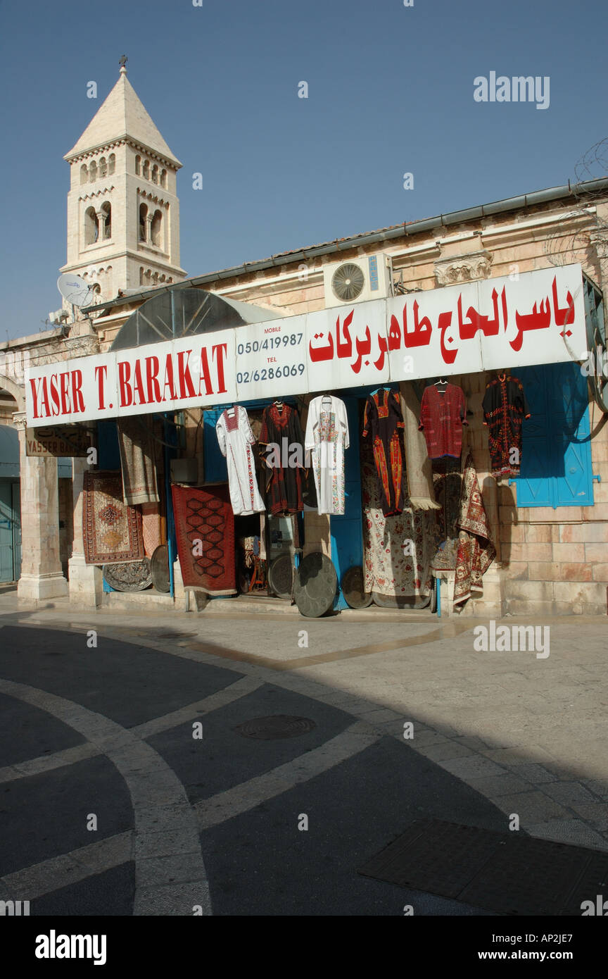 A palestinian gift shop in the traditional Arabic market in Jerusalem