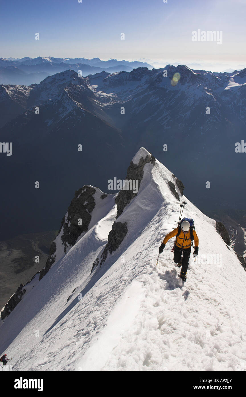 Michael Rechberger ascending via the Ortler North Face, Ortler, 3905m,  South Tyrol, Italy Stock Photo - Alamy
