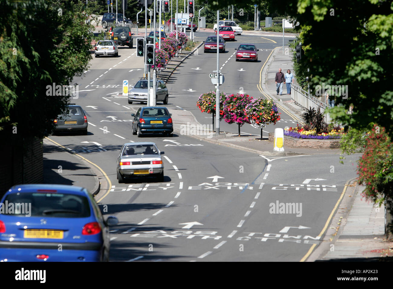 Busy road junction in Taunton Somerset Stock Photo