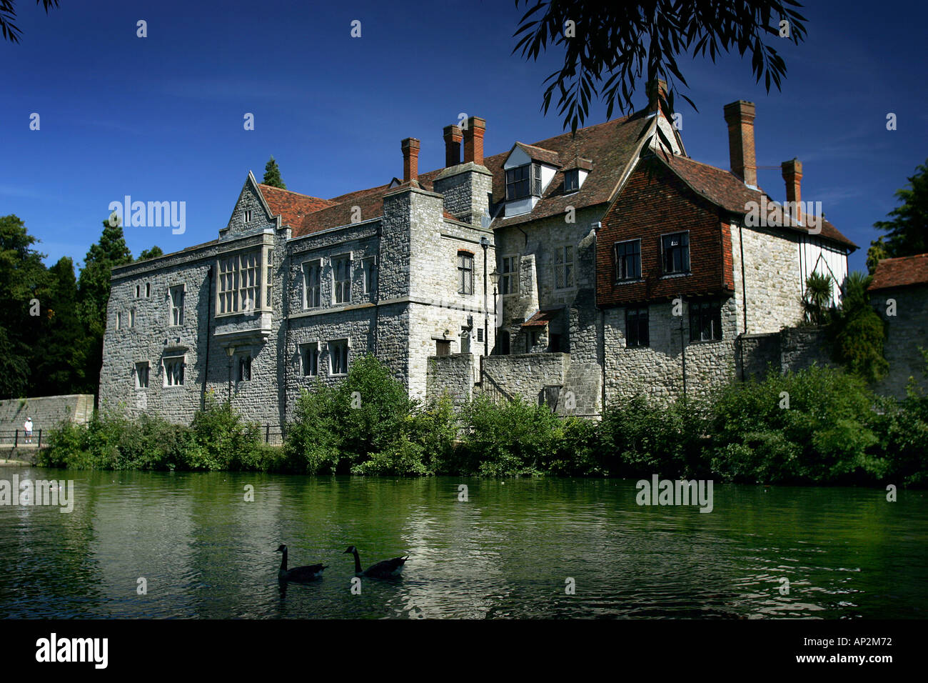 The Bishops Palace on the banks of the River Medway in Maidstone Kent UK Stock Photo