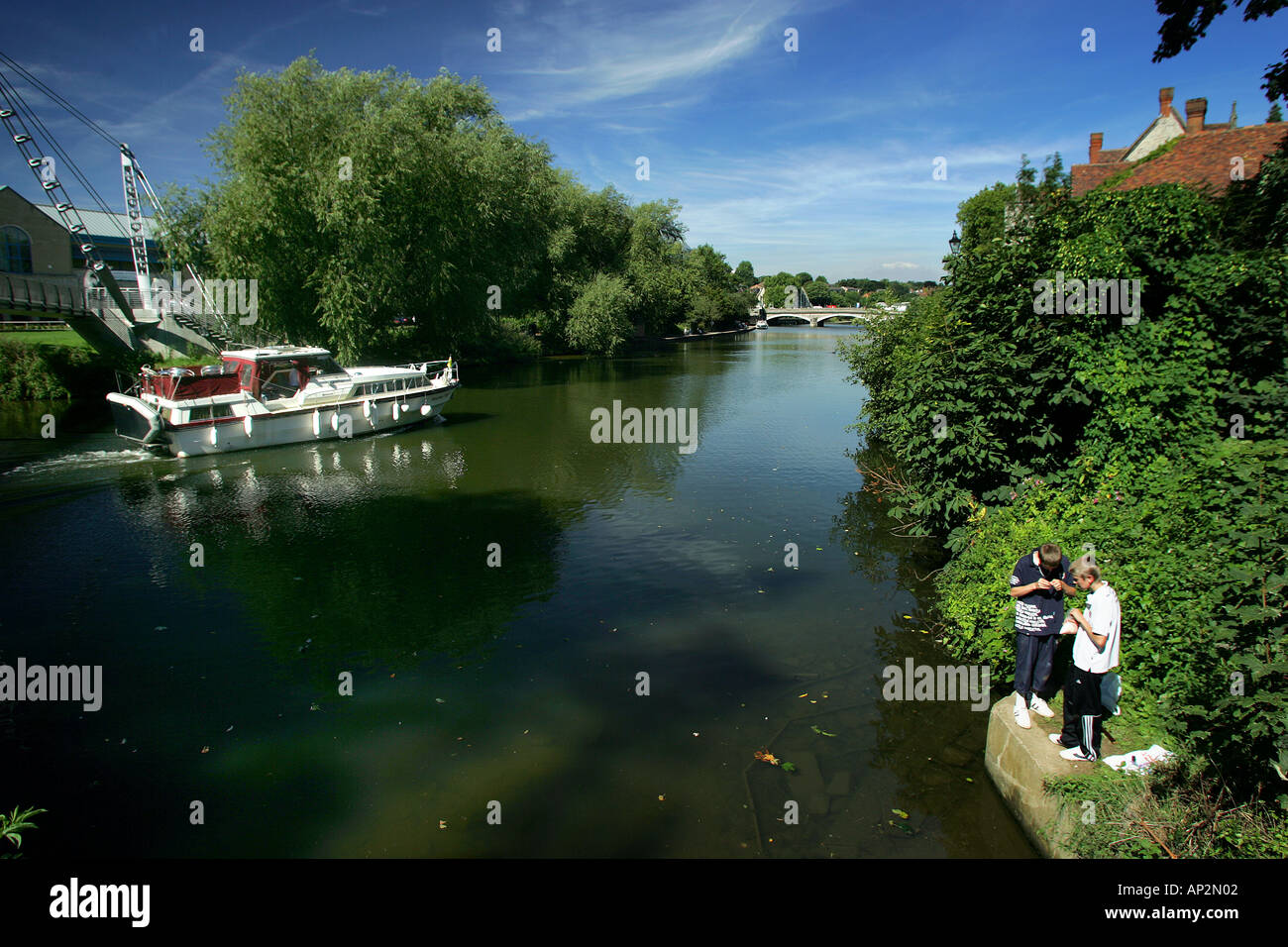 The banks of the River Medway in Maidstone Kent UK Stock Photo