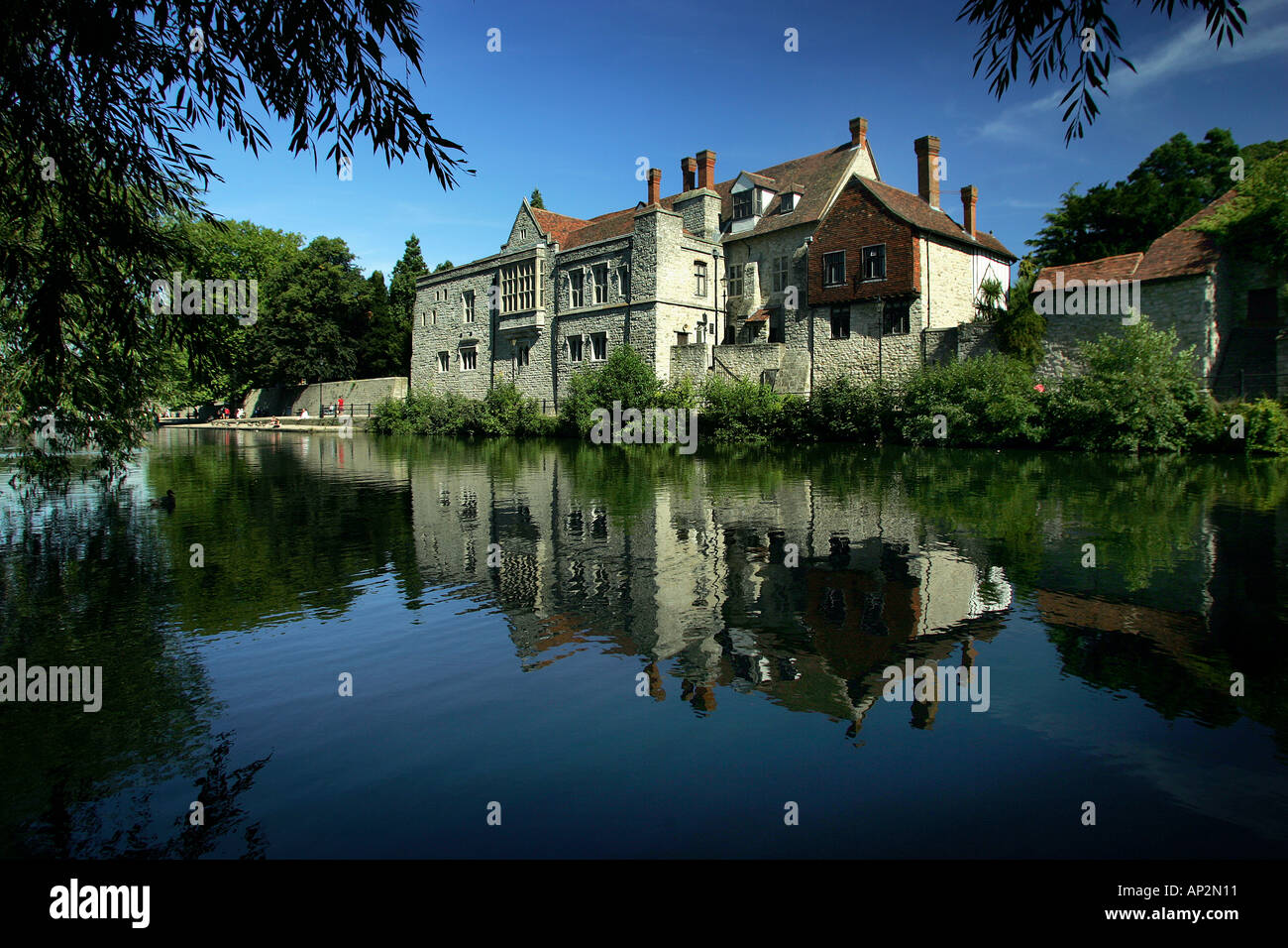 The Bishops Palace on the banks of the River Medway in Maidstone Kent UK Stock Photo