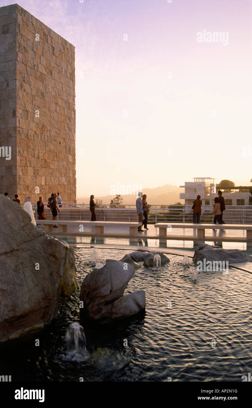 West Pavillion of Getty Center at sun set, L.A., California, USA Stock Photo