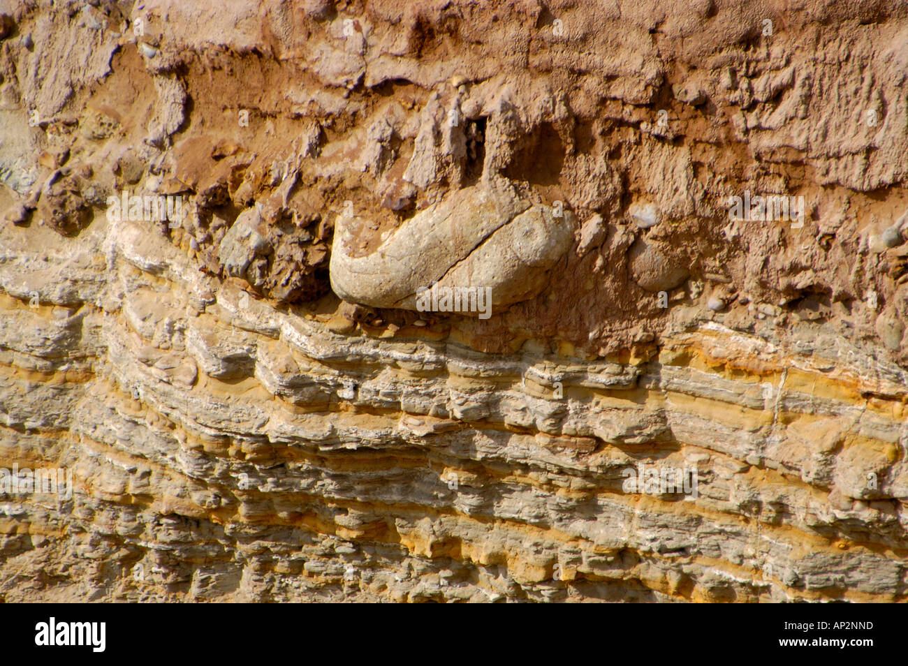Layers of earth at the coast Stock Photo
