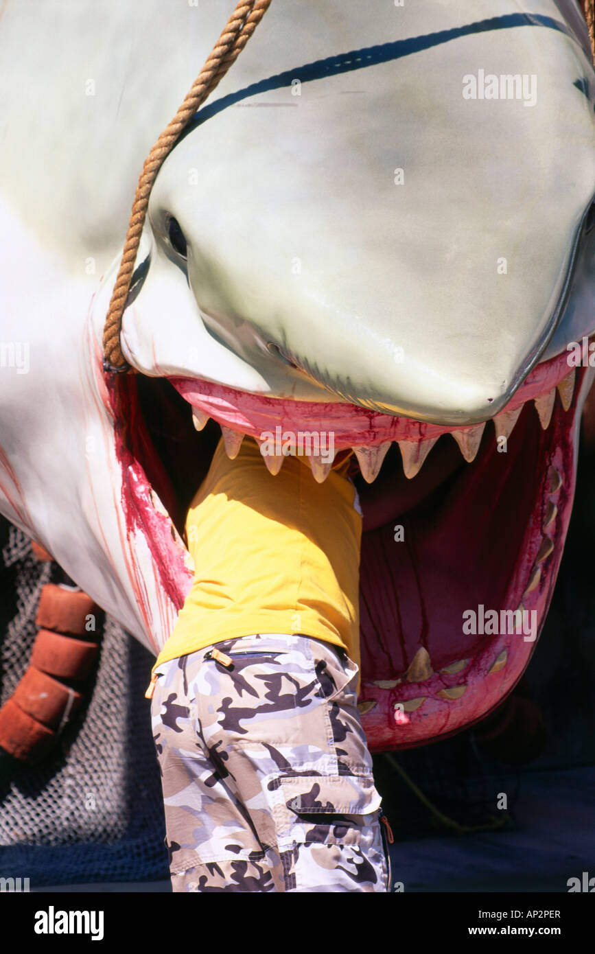 Jaws impression at Universal Studios, Universal City, L.A., Los Angeles, California, USA Stock Photo