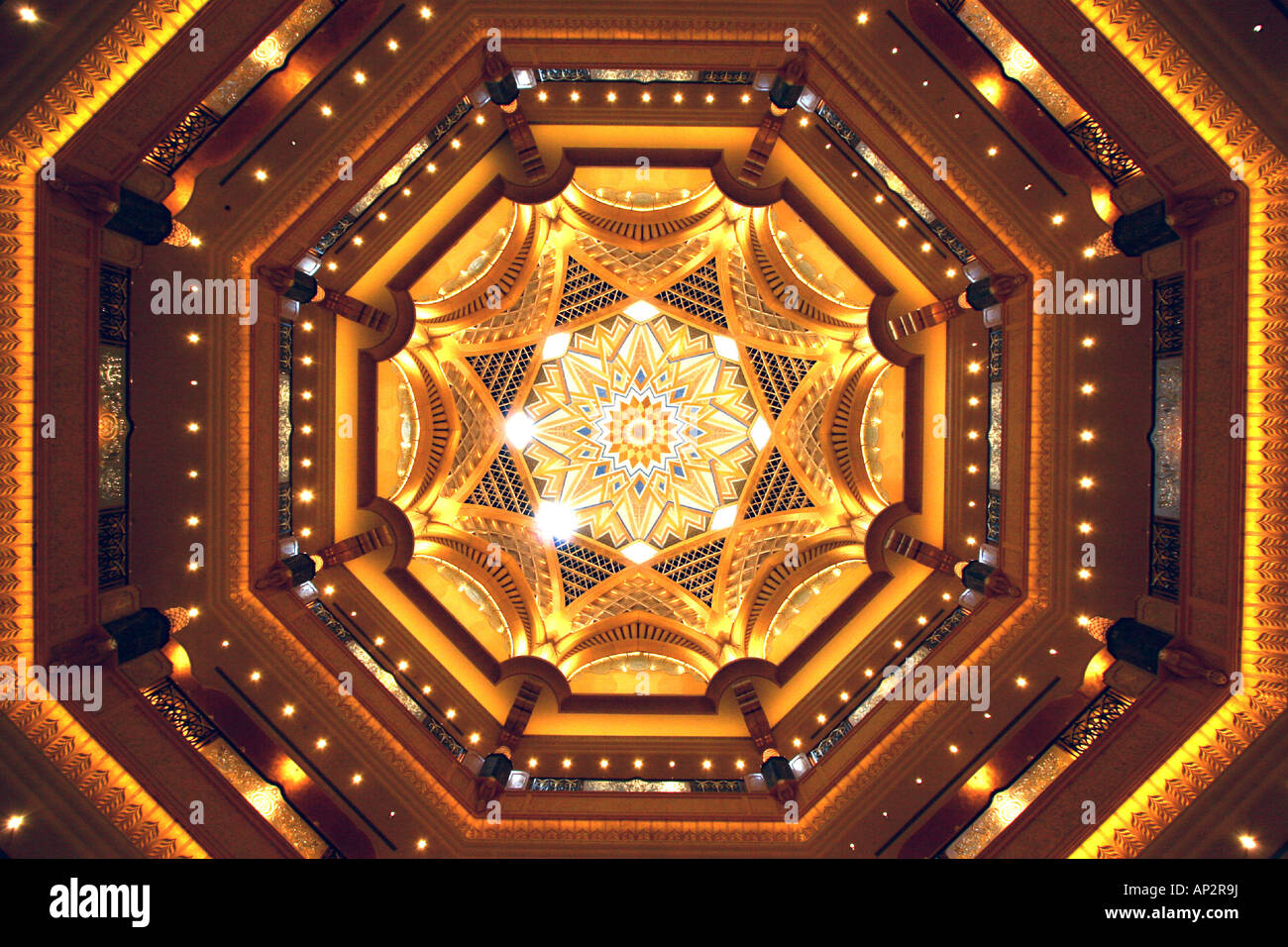 The Atrium ceiling inside the Emirates Palace Hotel in Abu Dhabi, United Arab Emirates, UAE Stock Photo