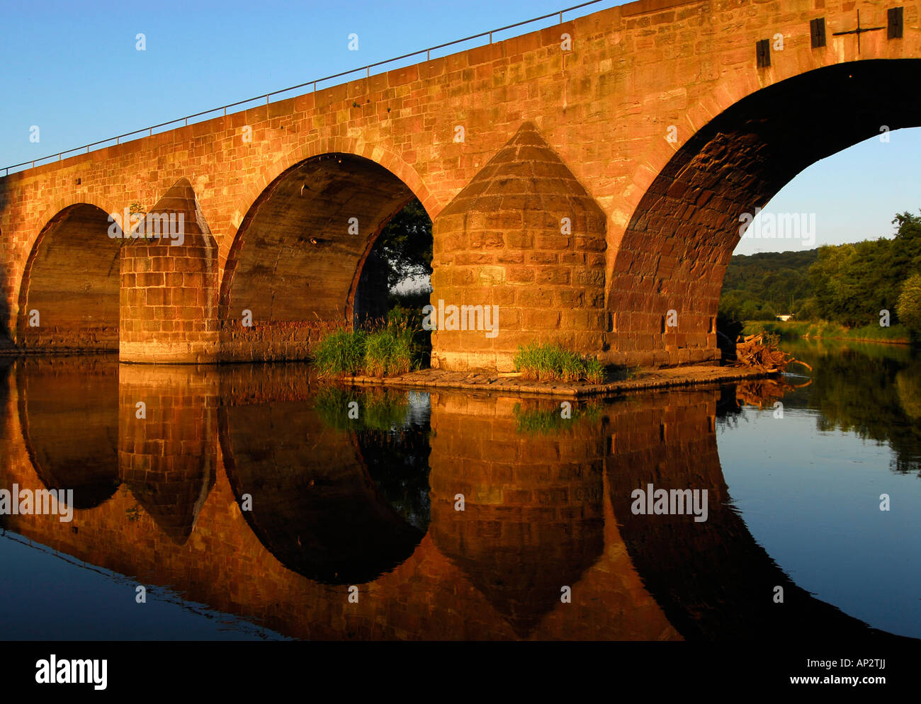 Bridge over river Werra, former border between GDR and FRG, Thuringia, Germany Stock Photo