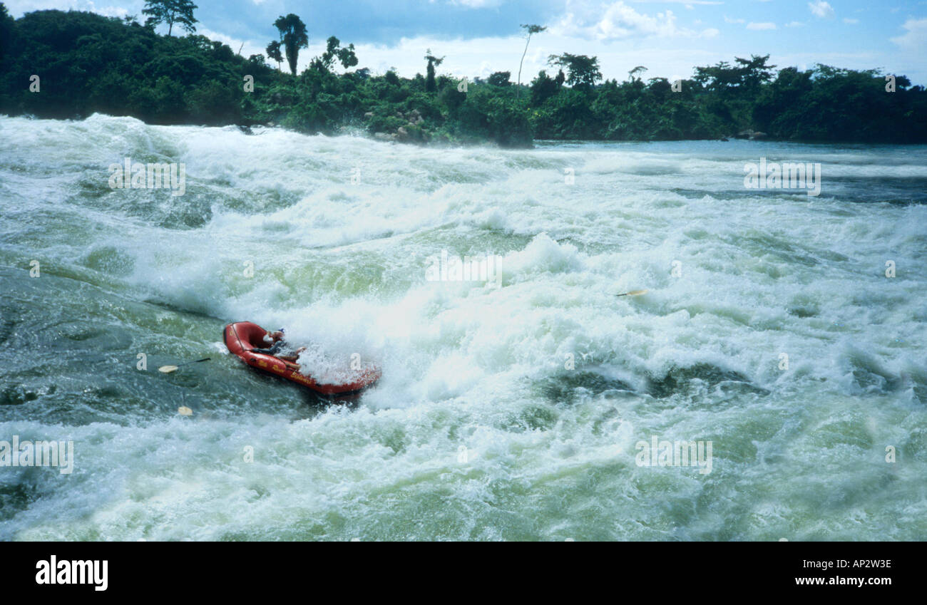 White water rafting at the 'Bad Place' on the River Nile Jinja Uganda East Africa Stock Photo