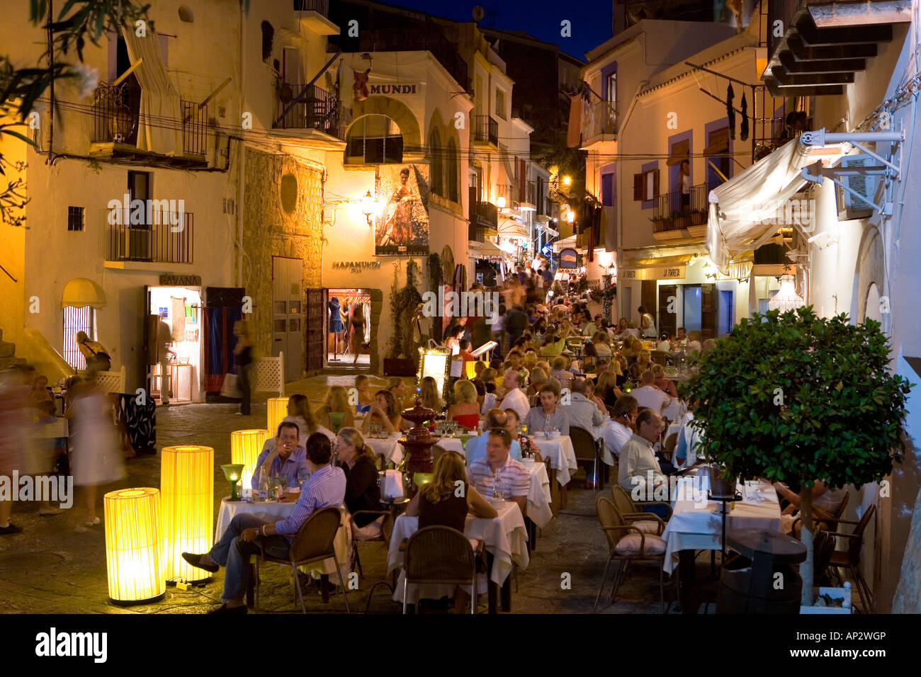 Restaurants In Dalt Vila At Night Old Town Eivissa Ibiza Balearic 