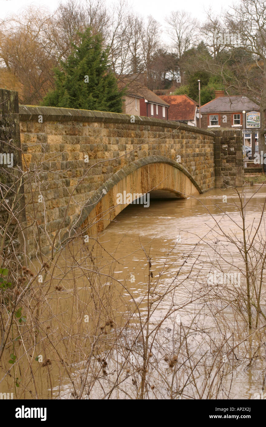 River Arun in flood January 2008 Stock Photo