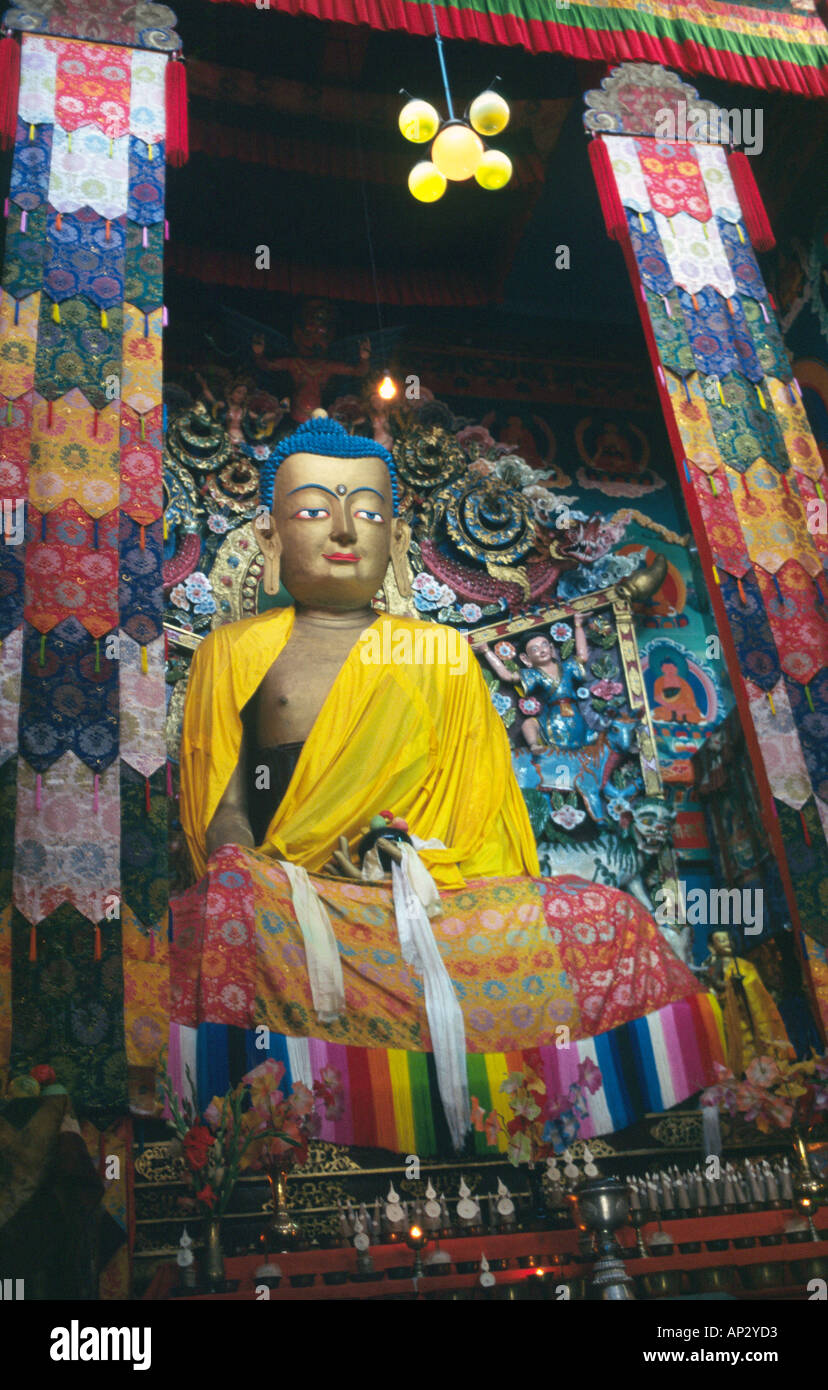 PICTURE CREDIT DOUG BLANE Large statue of the Buddha in a Gompa Bodnath The Himalayan Kingdom of Nepal Stock Photo