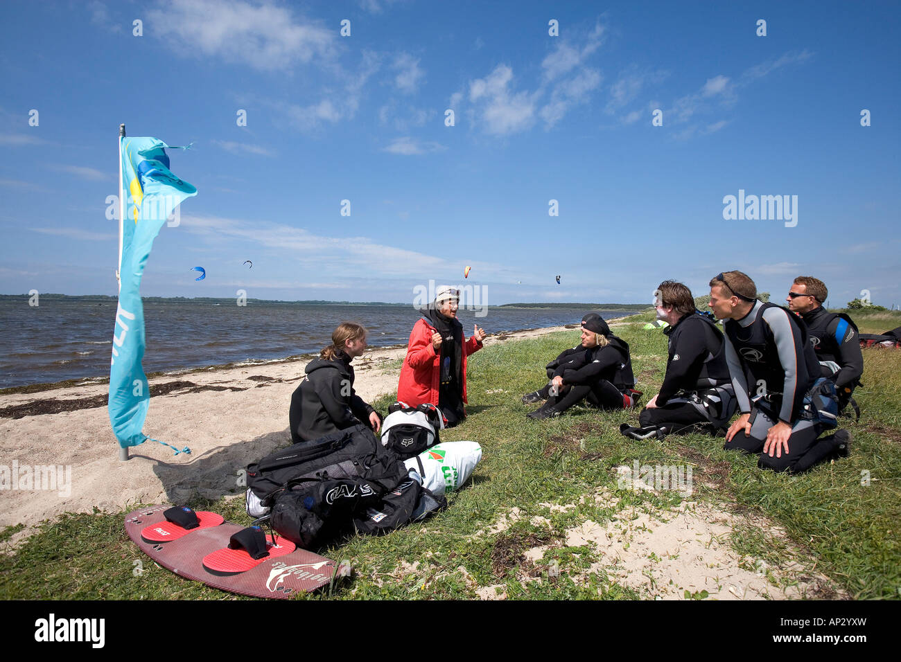 Kite Surf School, Pepelow, Baltic Sea, Mecklenburg-Western Pomerania, Germany Stock Photo