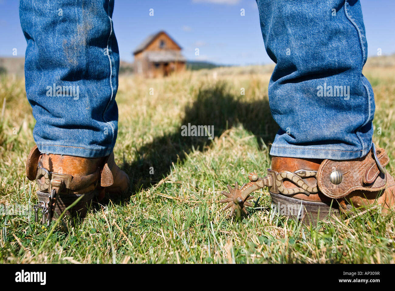 Cowboy boots and barn, wildwest, Oregon, USA Stock Photo Alamy
