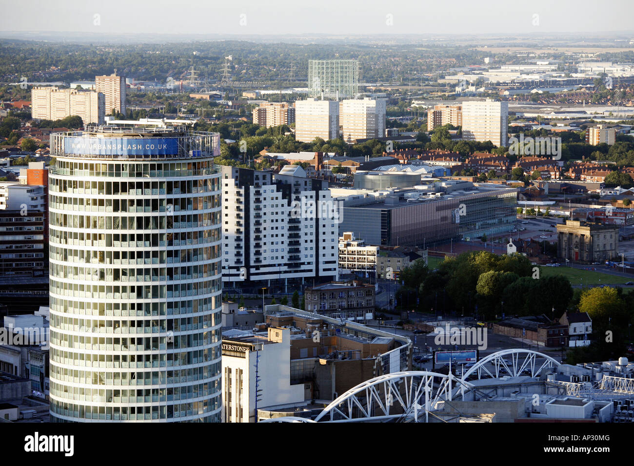 Birmingham city skyline showing Rotunda and Eastside Stock Photo