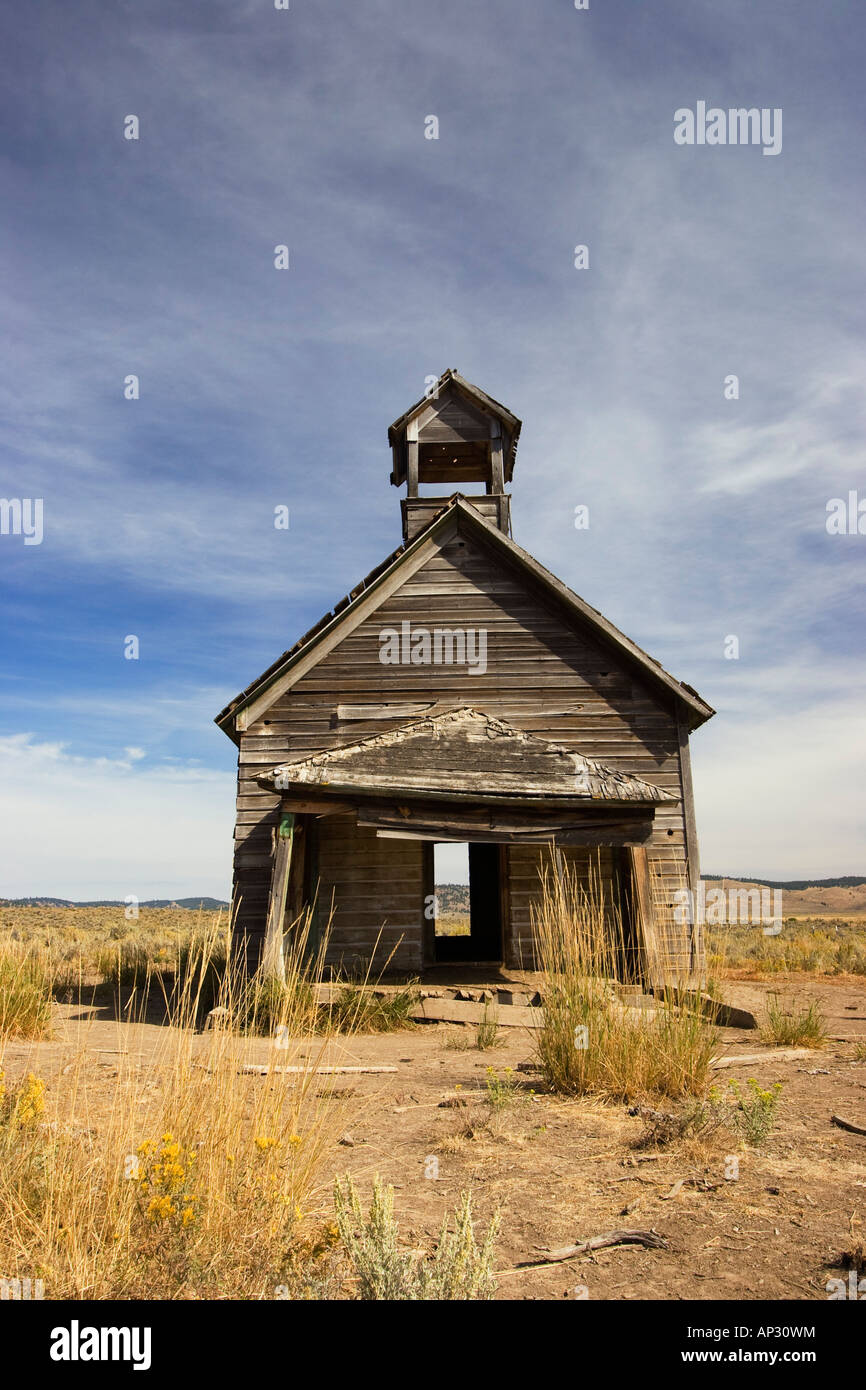 Old schoolhouse, Wildwest, Oregon, USA Stock Photo