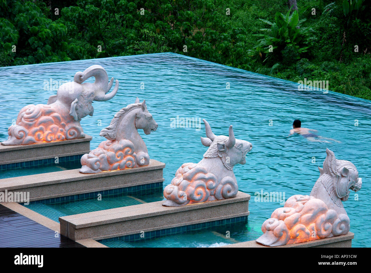 Swimming hotel guest in Sukko Spa Hotel, Phuket, Thailand, Asia Stock Photo