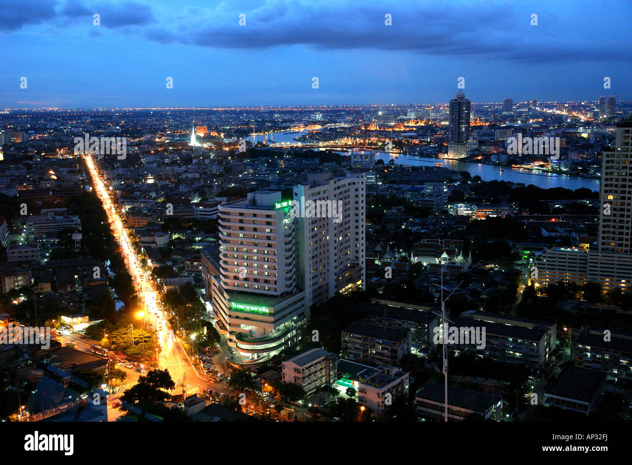 Skyline of Bangkok at night, Thailand, Asia Stock Photo - Alamy