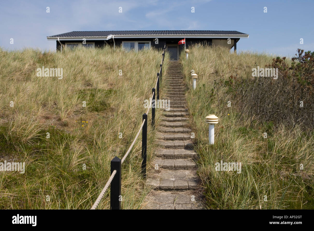 Footpath to Vacation Home, Henne Strand, Central Jutland, Denmark Stock Photo