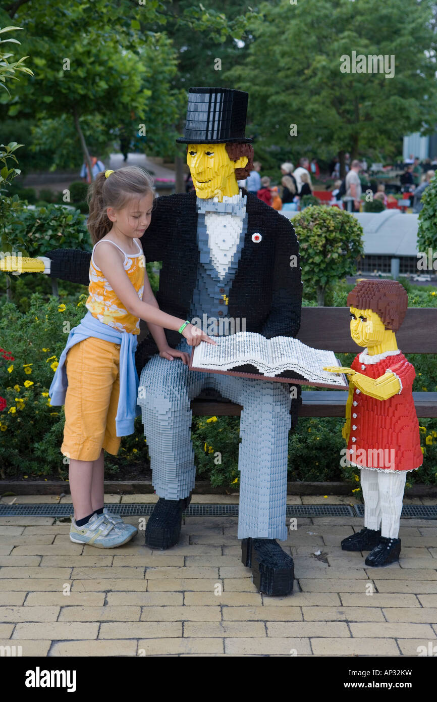 Young Girl with Lego Gentleman Hans Christian Andersen, Legoland, Billund,  Central Jutland, Denmark Stock Photo - Alamy