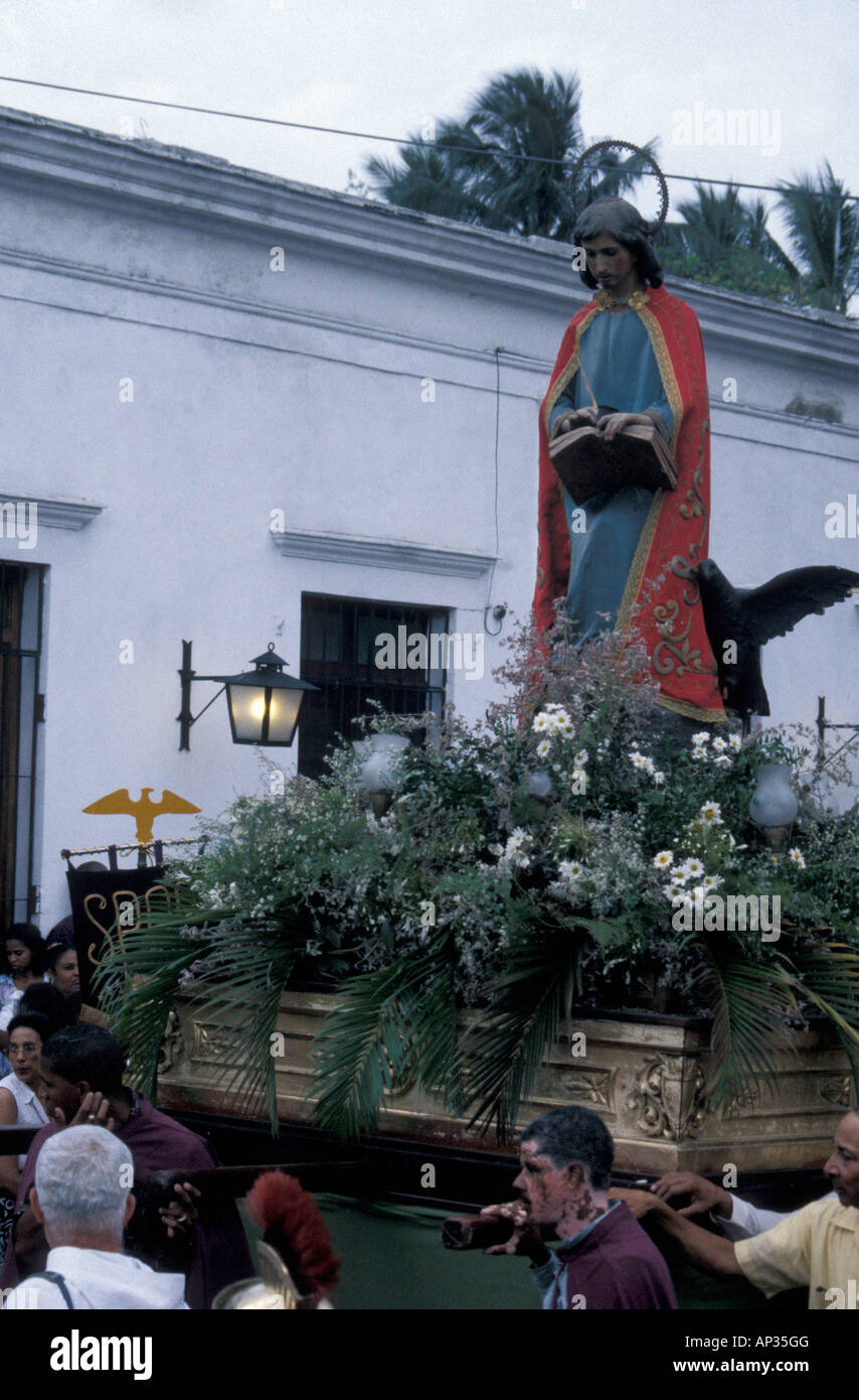 Semana Santa Easter Holy Week religious procession in old Santo Domingo