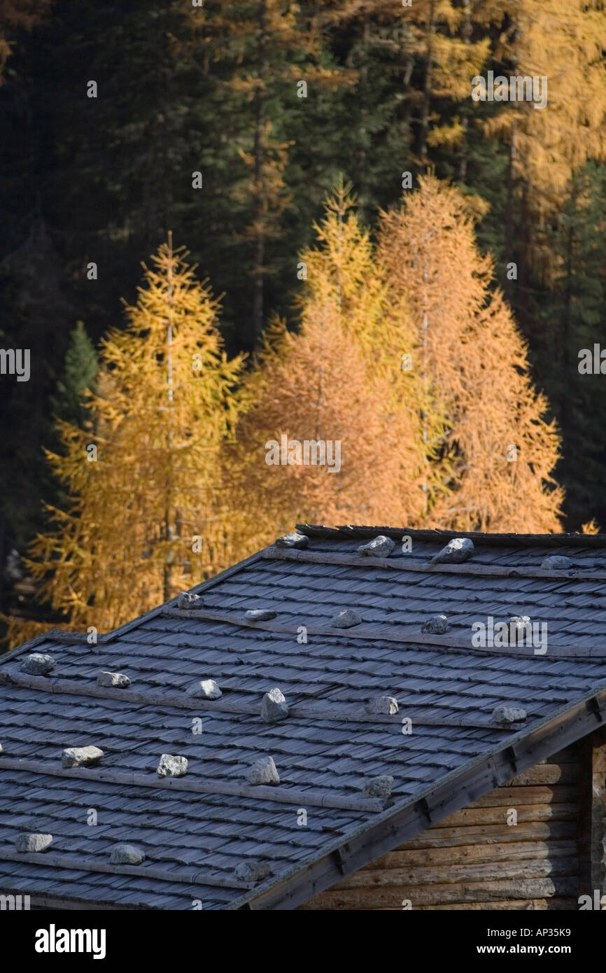 Shingle Roof And Chimney Of Traditional Mountain Cabin In South