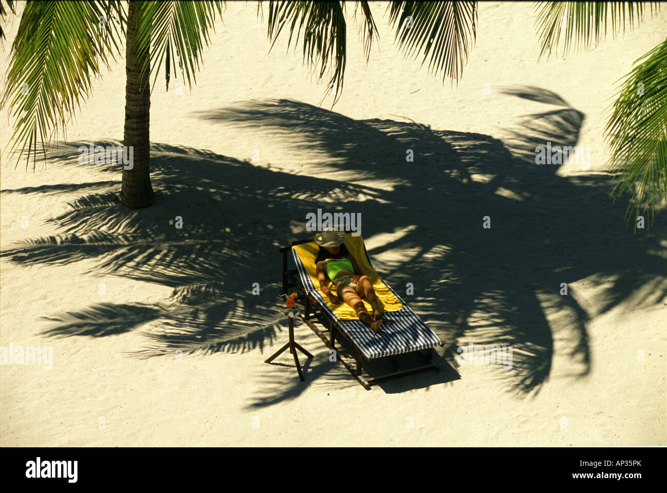 Leisure in palm shadow, Badian Island, Cebu, Philippines Stock Photo