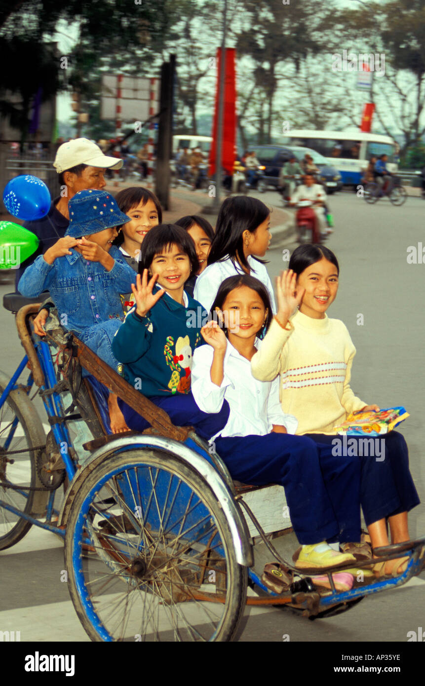 Children in cycle rickshaw (cyclo), Hue, Vietnam Stock Photo - Alamy