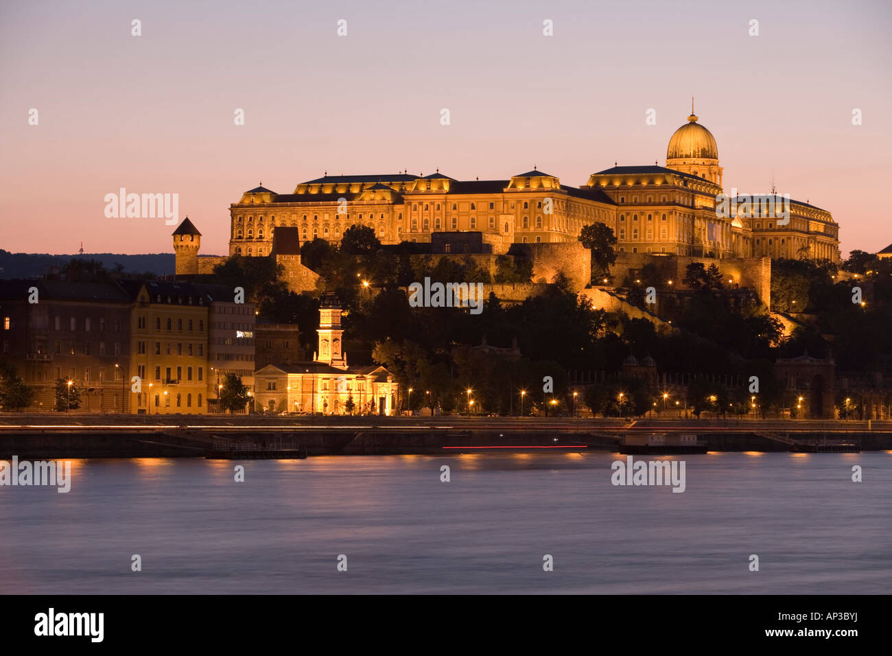 Danube River and Royal Palace on Buda Castle Hill at Dusk, View from ...