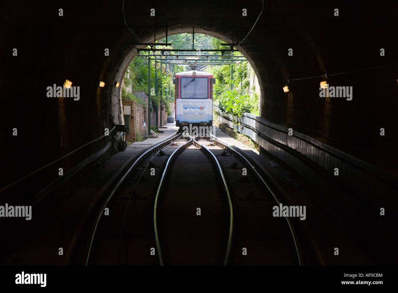 Capri Funicolare Cable Railway Car in Tunnel, Isola d'Capri Island