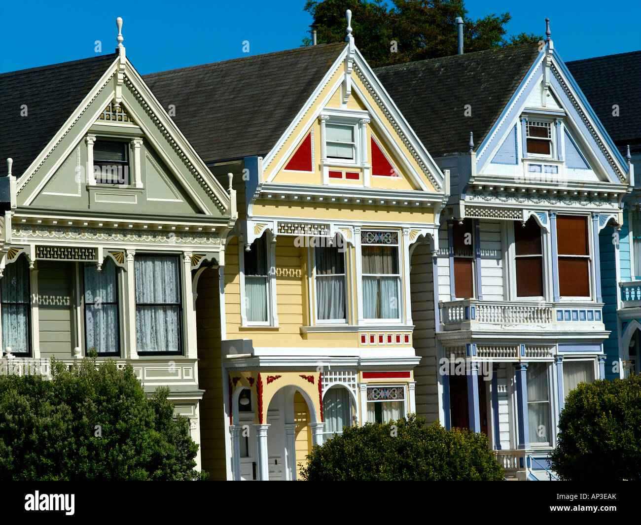 Victorian houses in Alamo square San Francisco Stock Photo Alamy