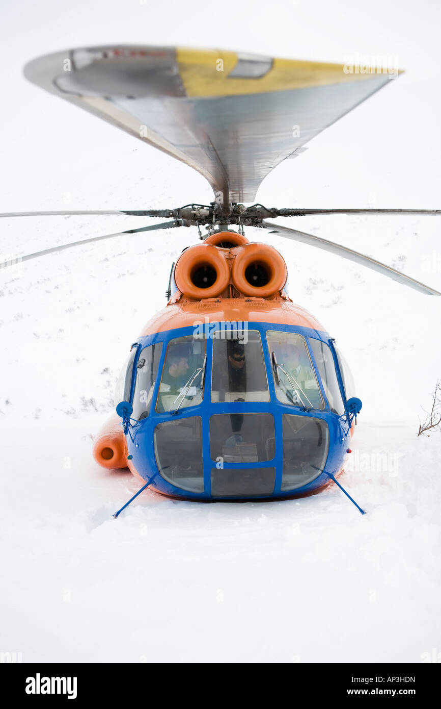 Portrait of a Russian MI-8 helicopter, Kamchatka, Sibiria, Russia Stock Photo
