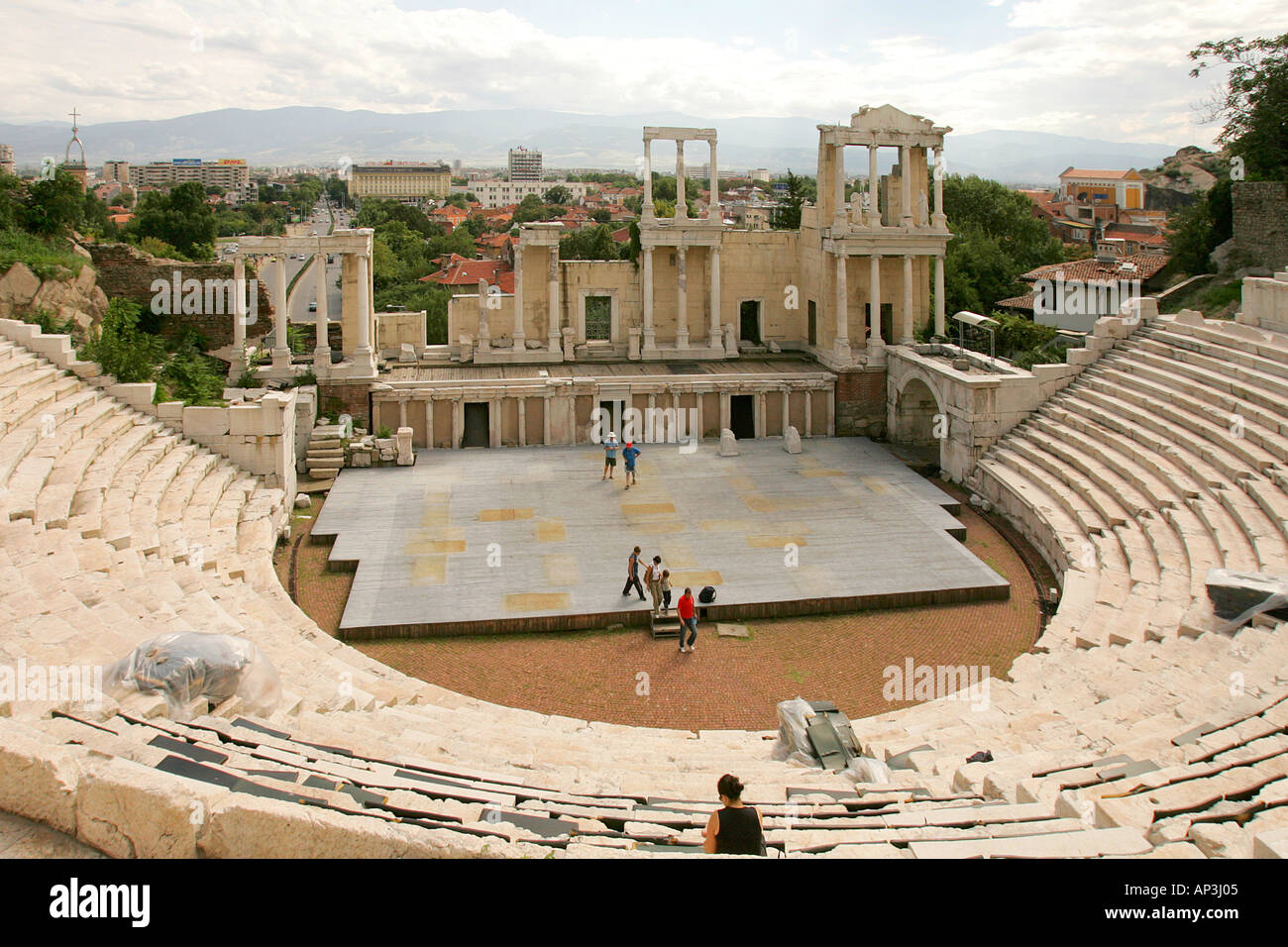 The Roman theatre in the town centre of Plovdiv Bulgaria Trimoncium Philipopolis roman provincial capital 2nd century archaeolo Stock Photo